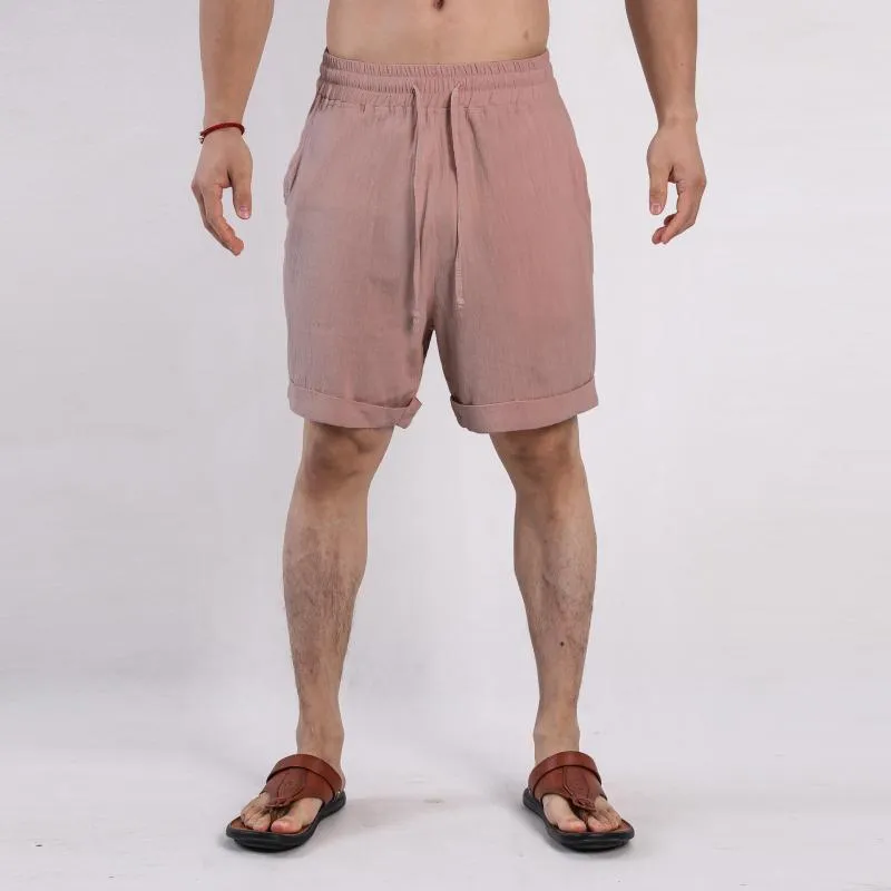 Men's Solid Cotton And Linen Elastic Waist Casual Shorts 88784720Z sold by Manly product image thumbnail 5