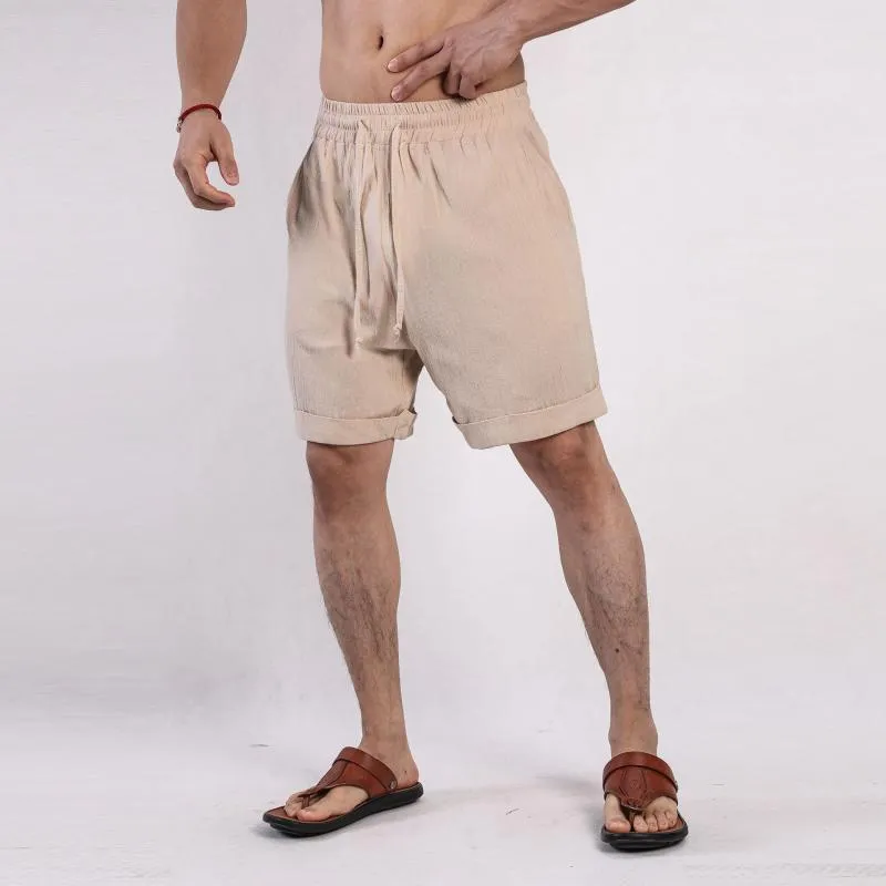 Men's Solid Cotton And Linen Elastic Waist Casual Shorts 88784720Z sold by Manly product image thumbnail 4