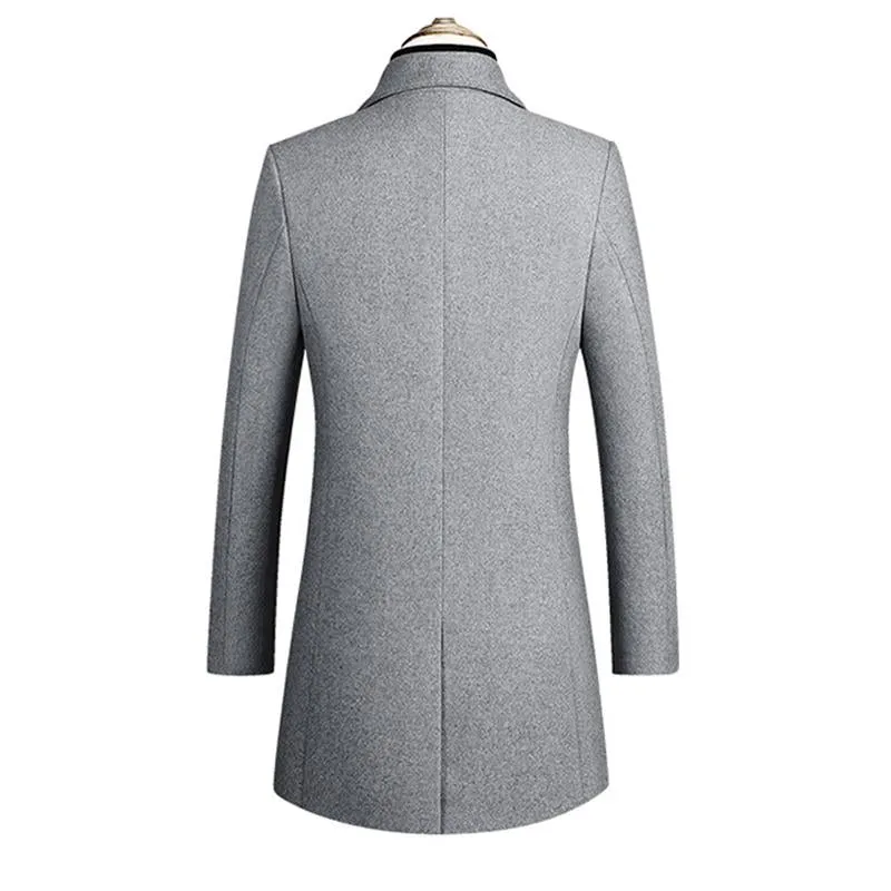 Men's Casual Wool Blend One Button Slim Notch Lapel Long Coat 65413467M sold by Manly product image thumbnail 4