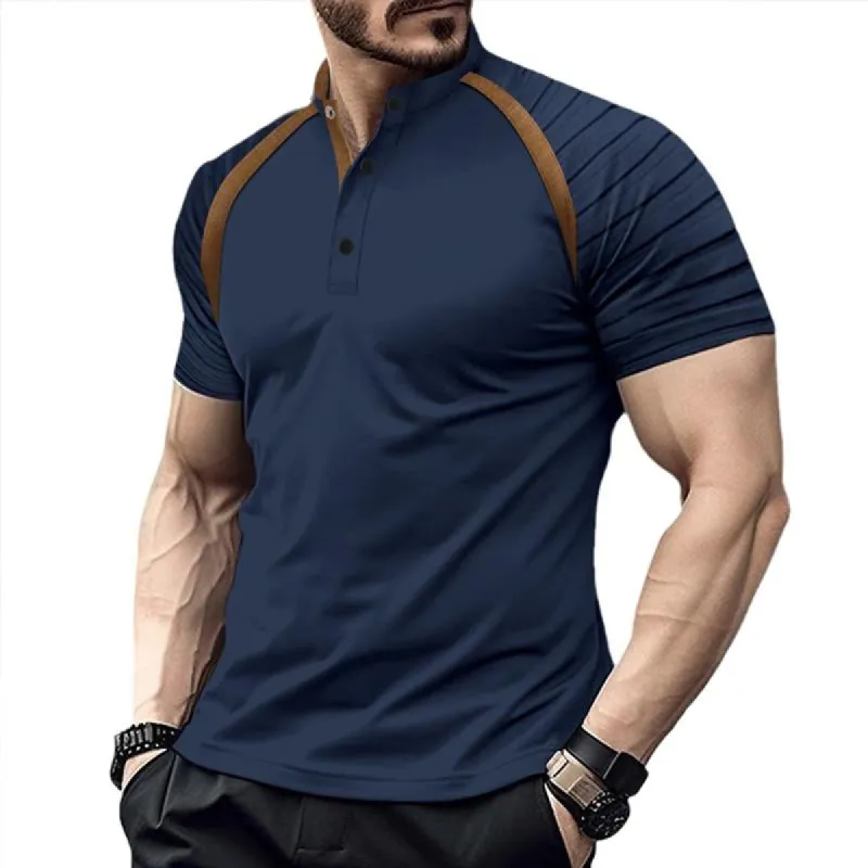 Men's Sports Striped Stand-up Collar POLO Shirt 43627877X sold by Manly