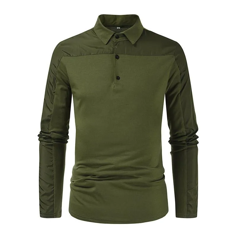 Men's Casual Solid Color Patchwork Loose Lapel Polo Shirt 73098346M sold by Manly product image thumbnail 3