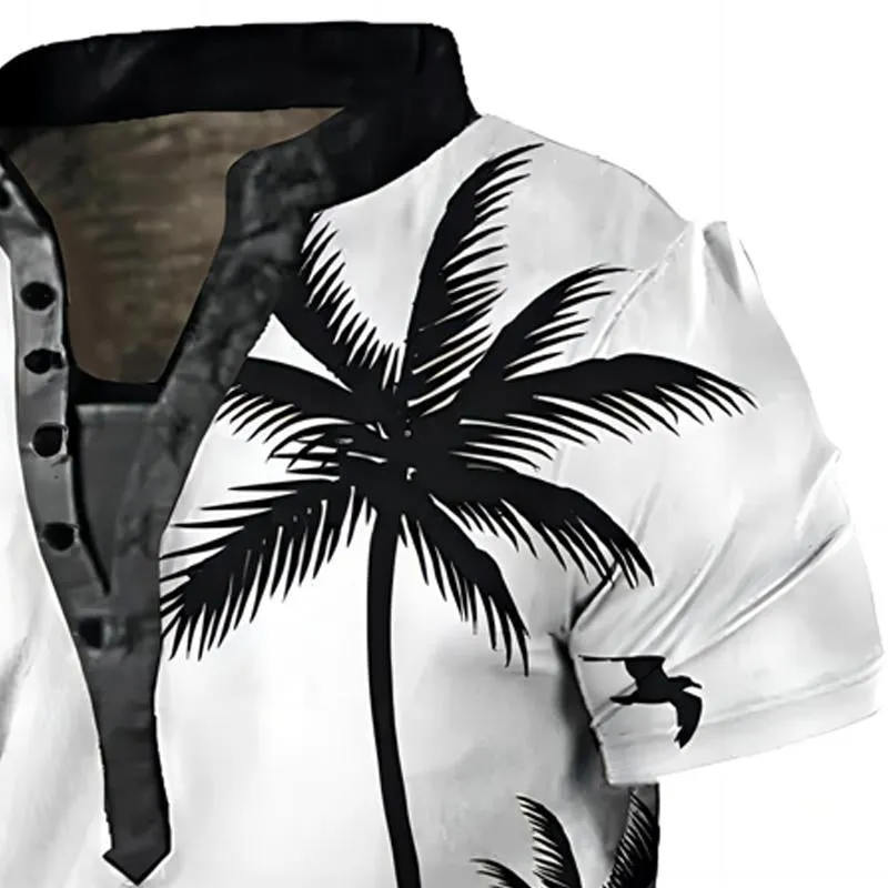 Men's Hawaiian Print Short Sleeve Henley T-shirt 76120462X sold by Manly product image thumbnail 2