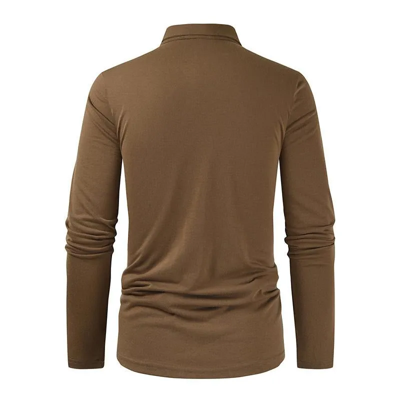 Men's Casual Solid Color Patchwork Loose Lapel Polo Shirt 73098346M sold by Manly product image thumbnail 5