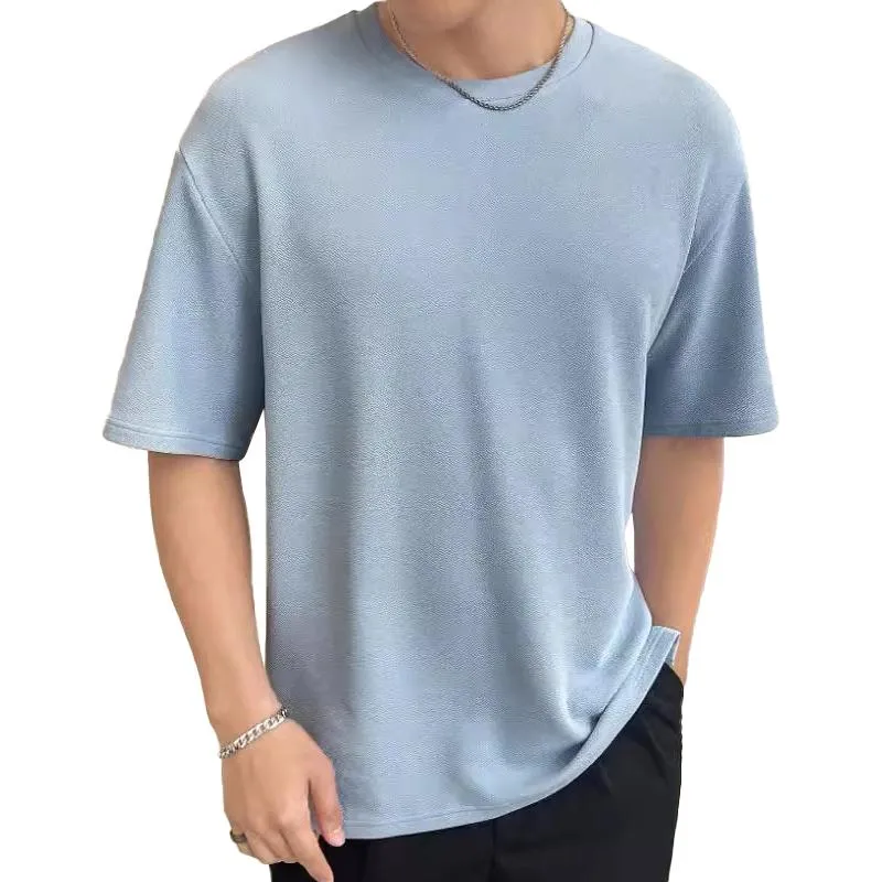 Men's Casual Solid Color Round Neck Short Sleeve T-Shirt 91061023M sold by Manly