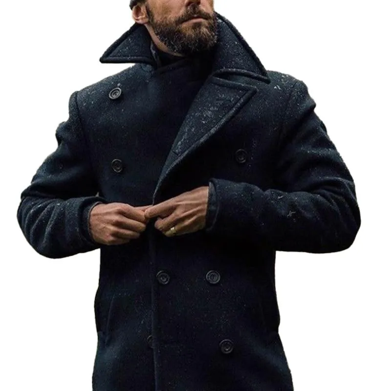 Men's Casual Solid Color Double Breasted Lapel Coat 61760523X sold by Manly