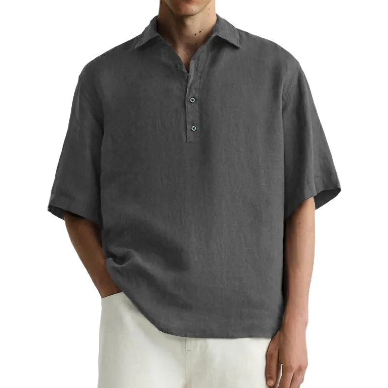 Men's Hawaiian Lapel Solid Color Short Sleeve Shirt 24452244X sold by Manly