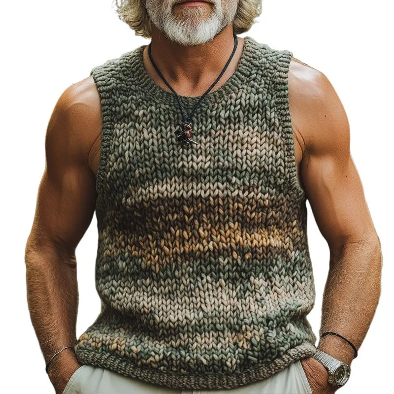 Men's Fashion Camouflage Style Pattern Sleeveless Knitted Tank Top 78378977Z sold by Manly