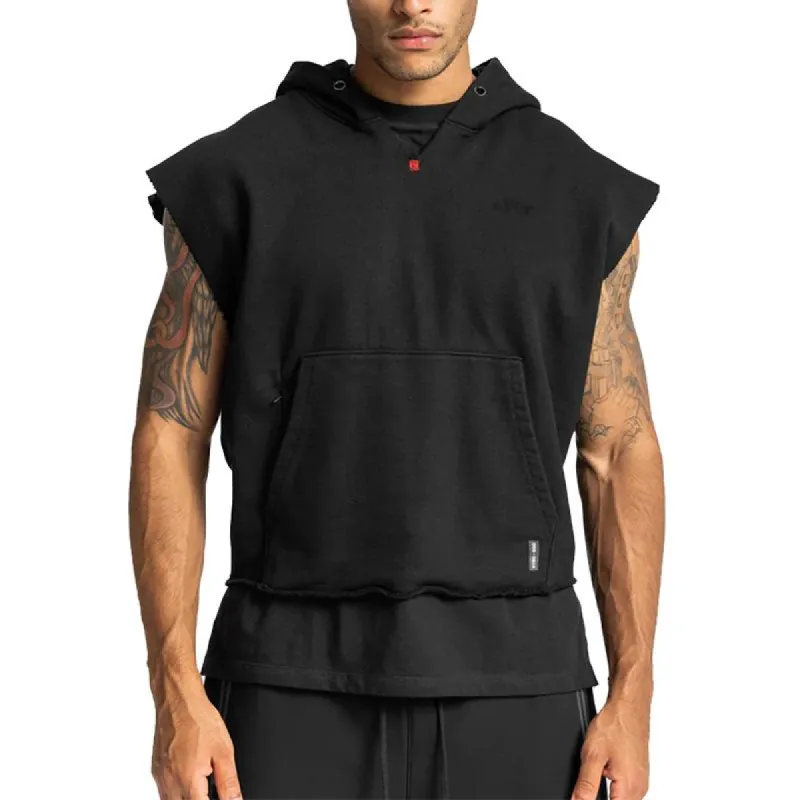 Men's Solid Loose Sleeveless Fitness Sports Hoodie 41849746Z sold by Manly