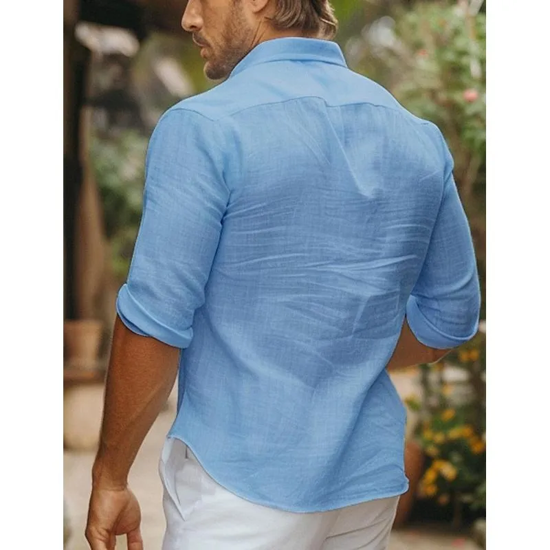 Men's Cotton And Linen Breathable Lapel Long-Sleeved Shirt 91830222Y sold by Manly product image thumbnail 2