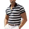 Men's Stripe Print Short Sleeve Polo Shirt 38333592X sold by Manly