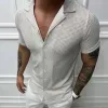 Men's Sexy Slim Lapel Short Sleeve Shirt 08465068TO sold by Manly