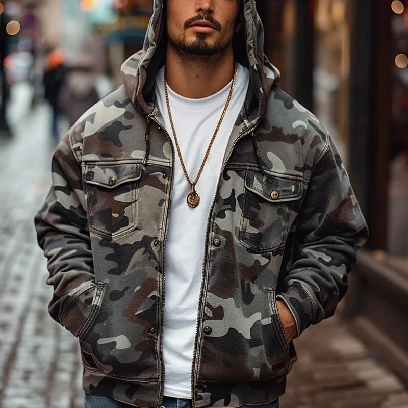 Men's Camouflage Cargo Multi-Pocket Hoodie 80469691X sold by Manly product image thumbnail 4