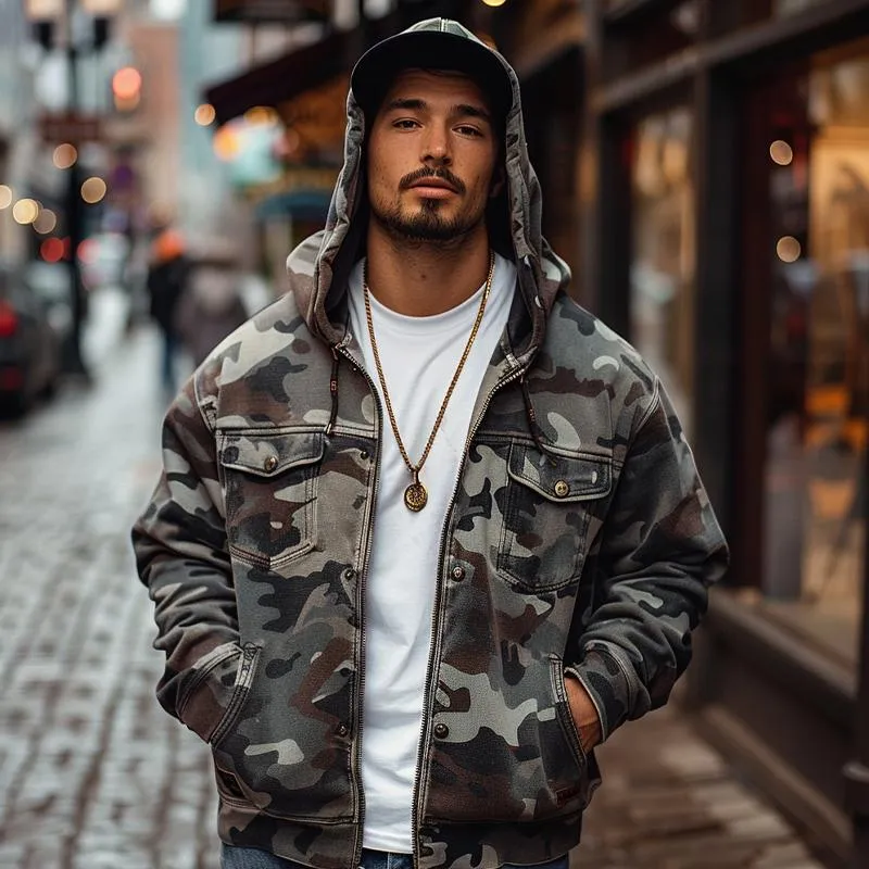 Men's Camouflage Cargo Multi-Pocket Hoodie 80469691X sold by Manly product image thumbnail 2