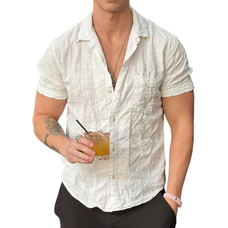 Men's Vintage Casual Pleated Pocket Shirt 40955719TO sold by Manly