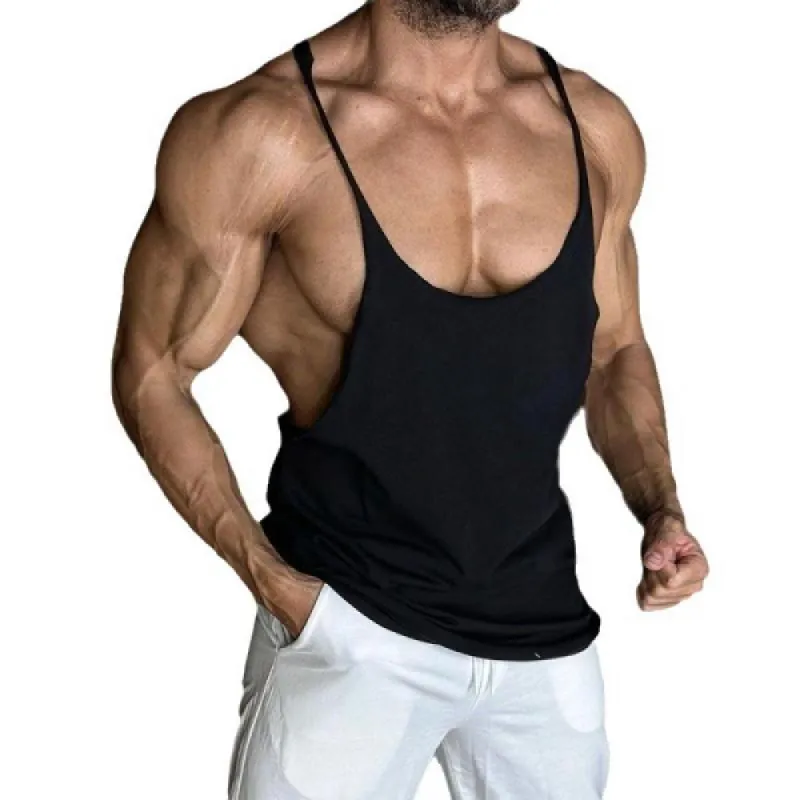 Men's Casual Solid Color Deep U-Neck Fitness Tank Top 84138169M sold by Manly