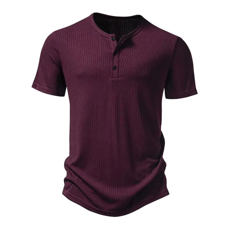 Men's Casual Cotton Blend Henley Neck Slim Fit Short Sleeve T-Shirt 27108402M sold by Manly