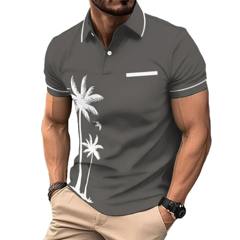 Men's Vintage Coconut Palm Lapel Polo Shirt 38445020TO sold by Manly