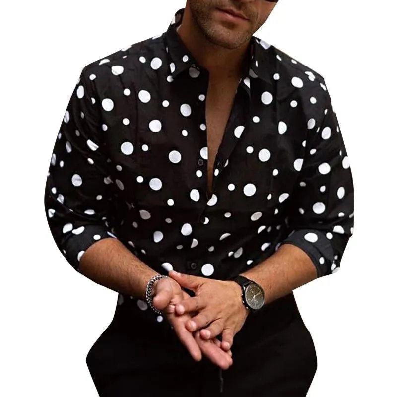 Men's Casual Polka Dot Print Long Sleeve Shirt 31787867Y sold by Manly