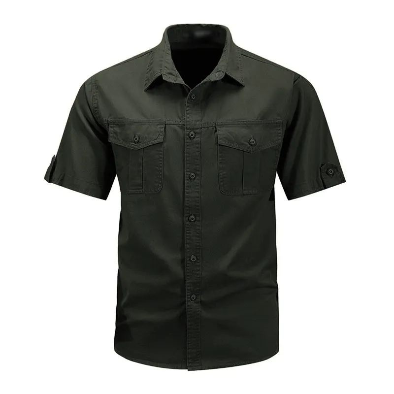 Men's Casual Loose Cotton Lapel Short-Sleeved Work Shirt 95101283M sold by Manly product image thumbnail 5