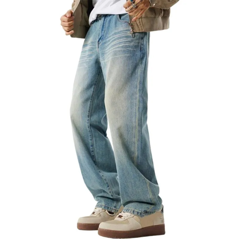 Men's Washed Distressed Straight-leg Jeans 04189873X sold by Manly
