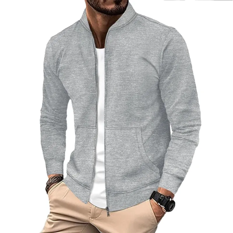 Men's Waffle Pocket Lapel Stand Collar Jacket 58031900X sold by Manly