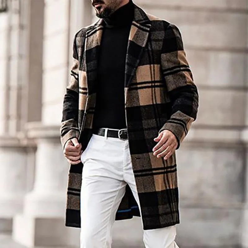 Men'S Retro British Style Plaid Print Coat 40855931Y sold by Manly product image thumbnail 3