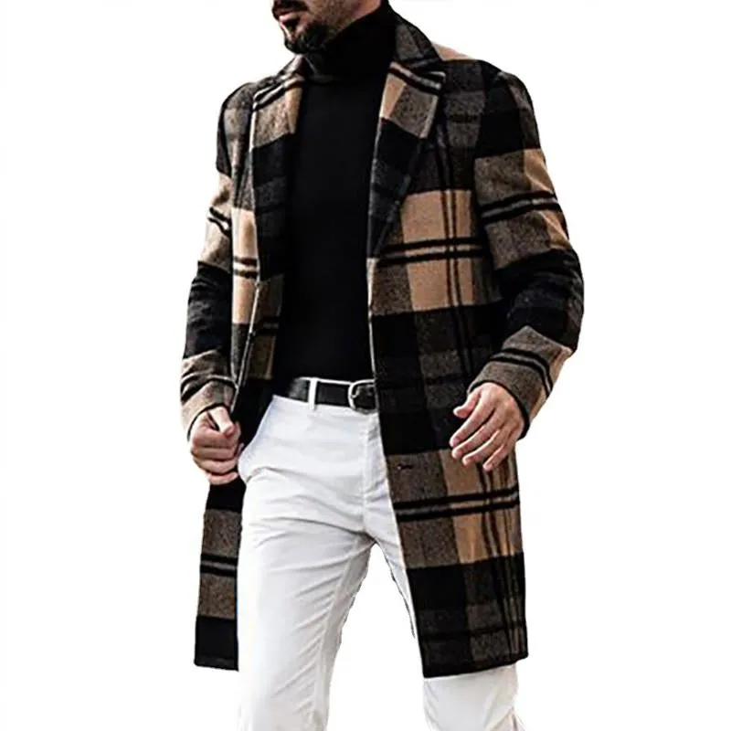 Men'S Retro British Style Plaid Print Coat 40855931Y sold by Manly