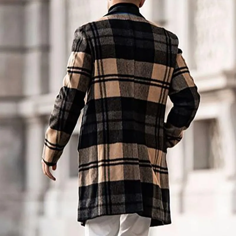 Men'S Retro British Style Plaid Print Coat 40855931Y sold by Manly product image thumbnail 2