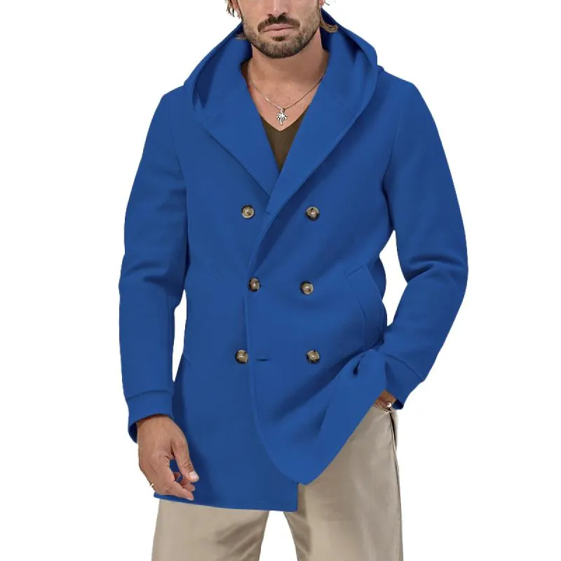 Men's Solid Hooded Double Breasted Casual Coat 62030960Z sold by Manly