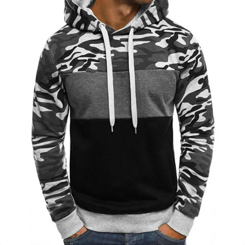 Men's Camouflage Fleece Color Matching Slim Fit Pullover Hoodie 56398805X sold by Manly