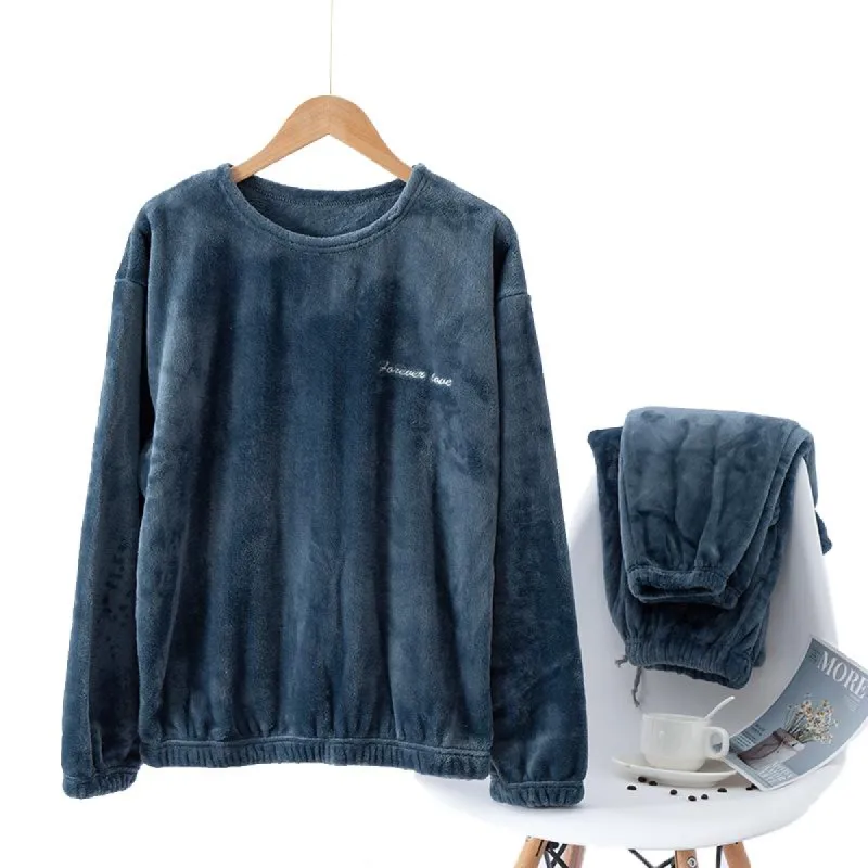 Men's Solid Color Flannel Thermal Pajama Set 49906691Y sold by Manly