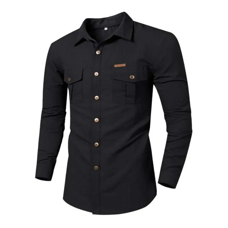 Men's Casual Cotton Blend Loose Lapel Workwear Long-sleeved Shirt 68149082M sold by Manly product image thumbnail 3