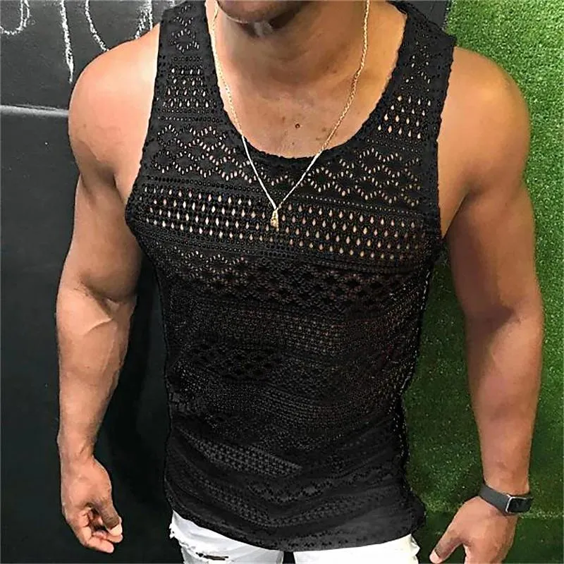 Men's Fashion Casual Hollow Breathable Tank Top 56390030Y sold by Manly product image thumbnail 4