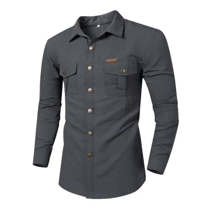 Men's Casual Cotton Blend Loose Lapel Workwear Long-sleeved Shirt 68149082M sold by Manly product image thumbnail 5