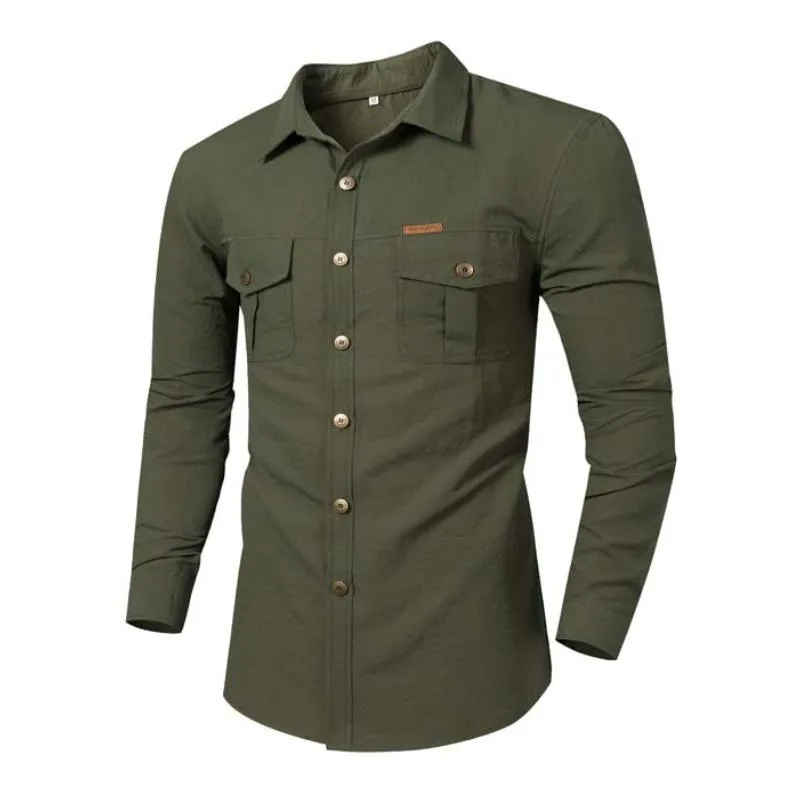 Men's Casual Cotton Blend Loose Lapel Workwear Long-sleeved Shirt 68149082M sold by Manly product image thumbnail 4