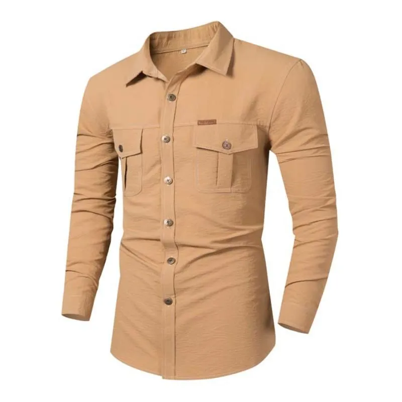 Men's Casual Cotton Blend Loose Lapel Workwear Long-sleeved Shirt 68149082M sold by Manly product image thumbnail 2