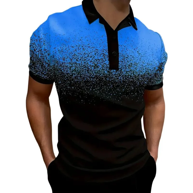 Men's Casual Gradient Print Lapel Short Sleeve Polo Shirt 31721362M sold by Manly product image thumbnail 4