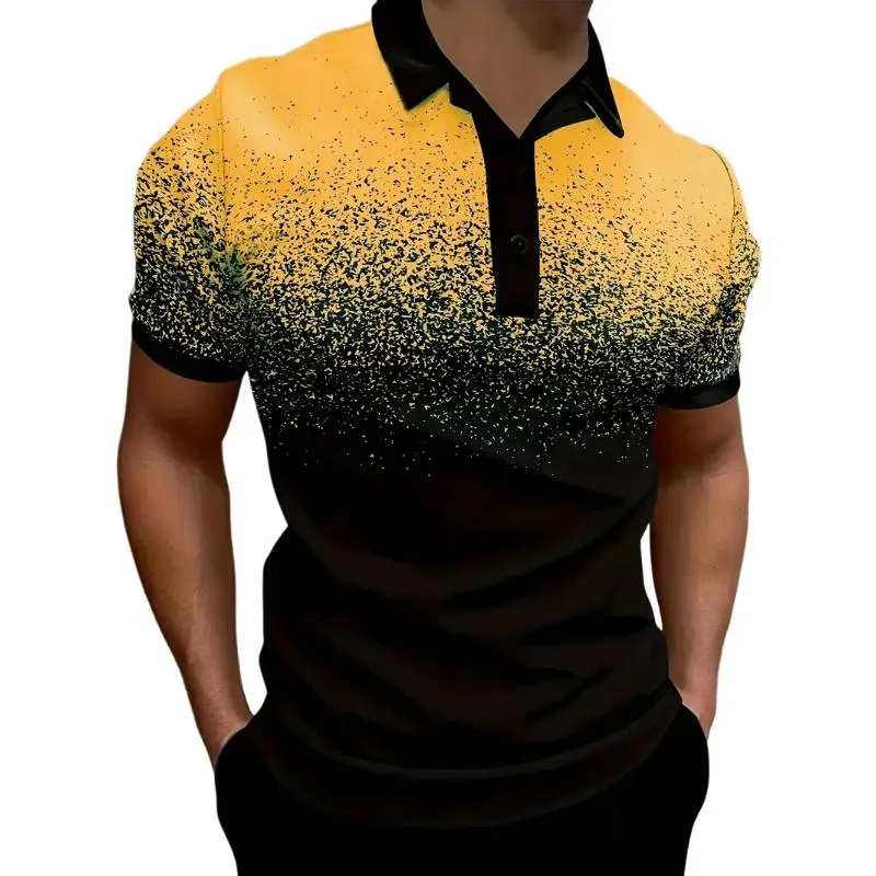 Men's Casual Gradient Print Lapel Short Sleeve Polo Shirt 31721362M sold by Manly product image thumbnail 2