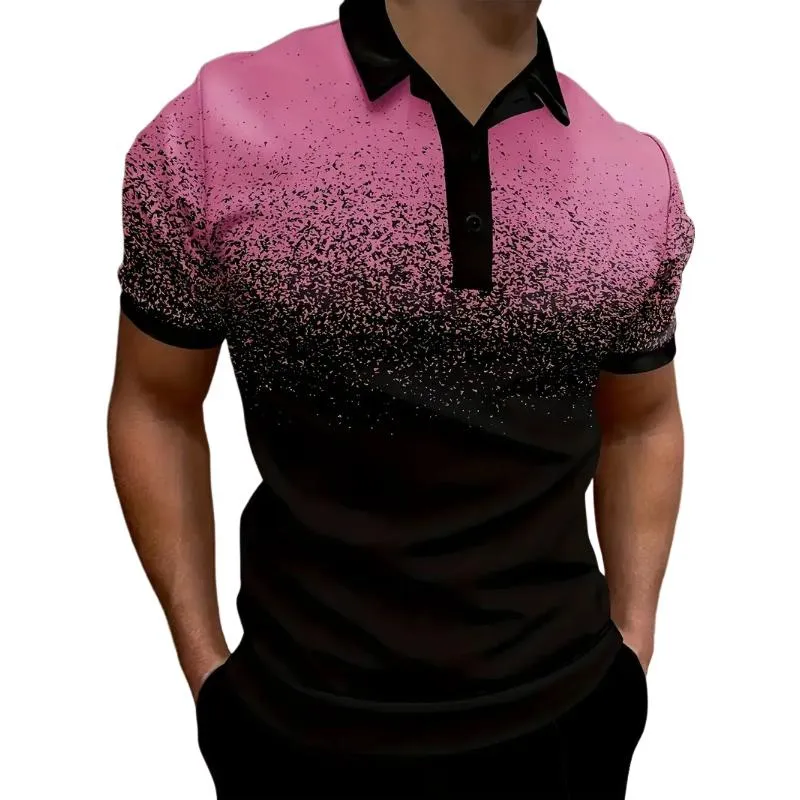 Men's Casual Gradient Print Lapel Short Sleeve Polo Shirt 31721362M sold by Manly product image thumbnail 3