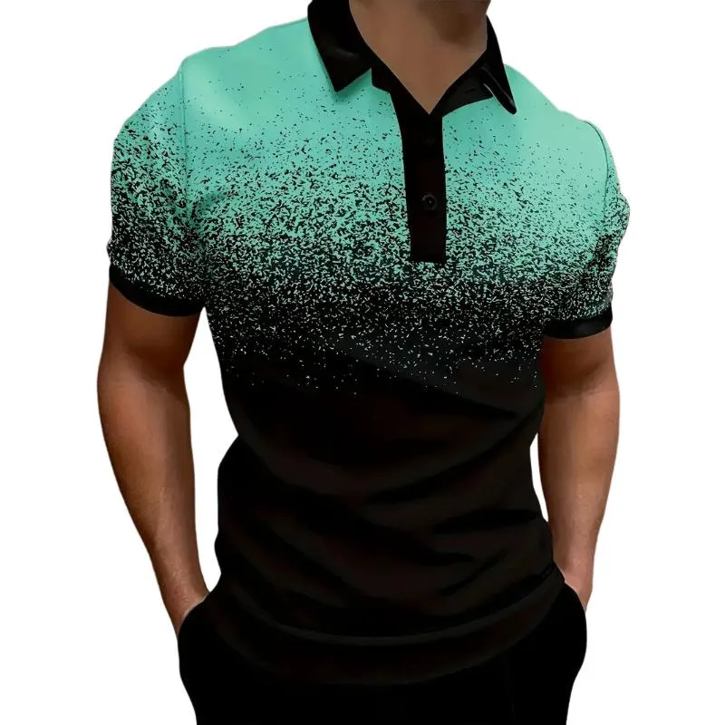 Men's Casual Gradient Print Lapel Short Sleeve Polo Shirt 31721362M sold by Manly product image thumbnail 5