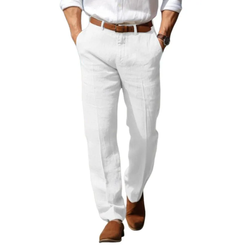 Men's Casual Linen Straight Thin Breathable Suit Pants 68127298M sold by Manly