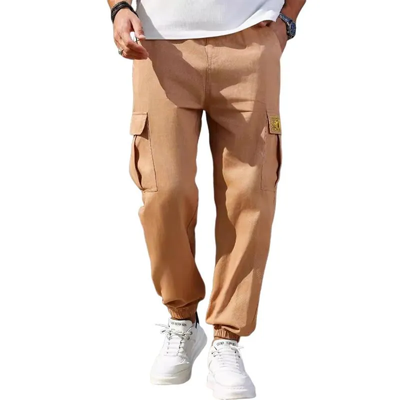 Men's Casual Solid Color Multi-pocket Harem Pants 96022548X sold by Manly