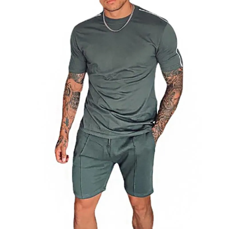 Men's Sports Casual Short Sleeve T-Shirt Shorts Set 83746366Y sold by Manly