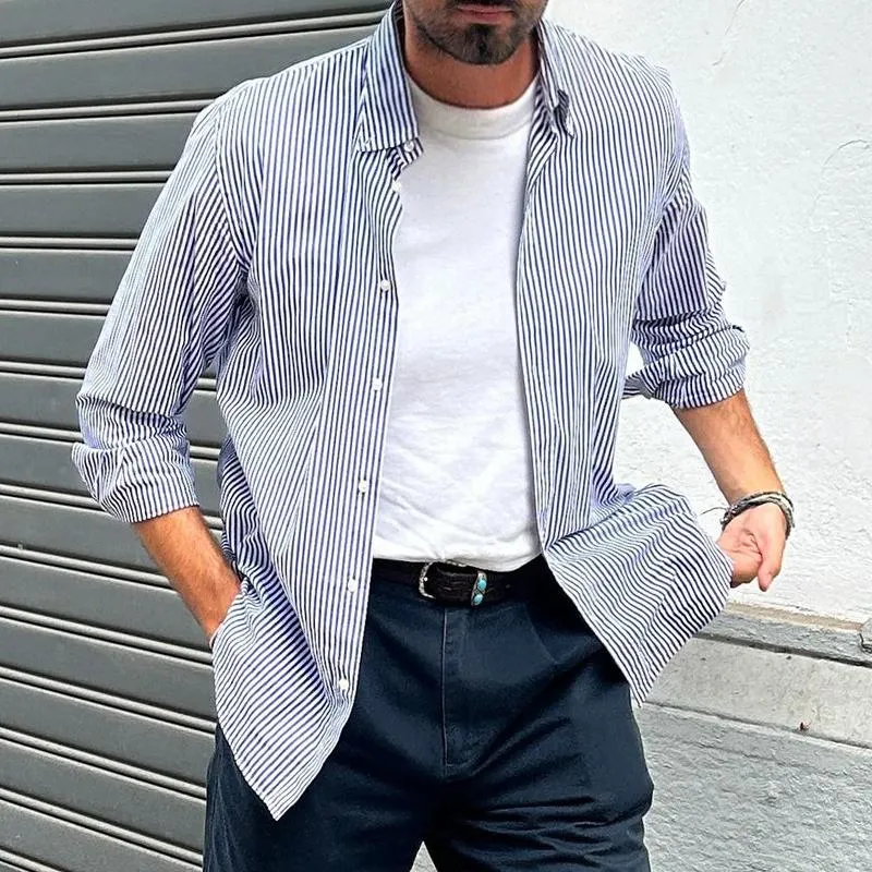 Men's Casual Striped Long Sleeve Shirt 80235102TO sold by Manly product image thumbnail 2