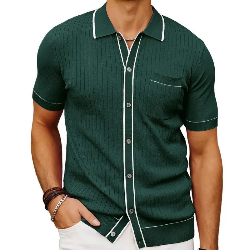 Men's Casual Lapel Single-Breasted Short-Sleeved Sweater 76451119M sold by Manly product image thumbnail 3