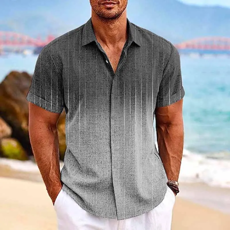 Men's Hawaiian Ombre Print Lapel Short Sleeve Shirt 81776145X sold by Manly product image thumbnail 2
