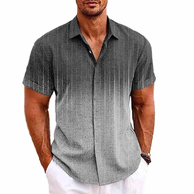 Men's Hawaiian Ombre Print Lapel Short Sleeve Shirt 81776145X sold by Manly