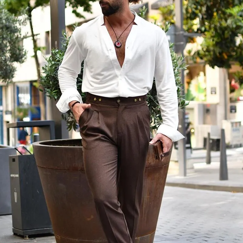 Men's Vintage Solid Color V Neck Long Sleeve Shirt 57810175Z sold by Manly product image thumbnail 4