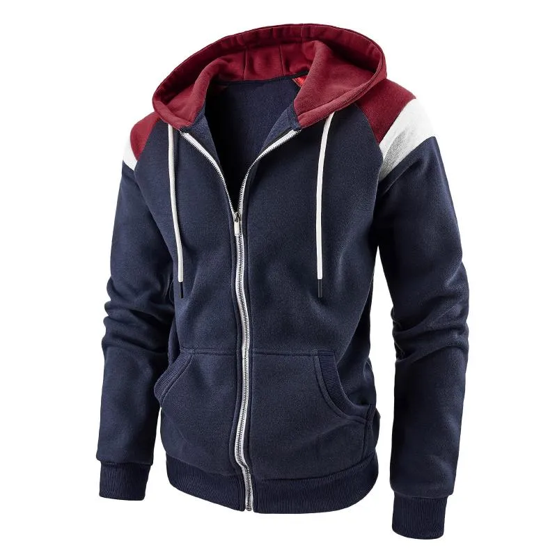 Men's Casual Color Block Hooded Long Sleeve Zippered Sport Jacket 58012589M sold by Manly product image thumbnail 3