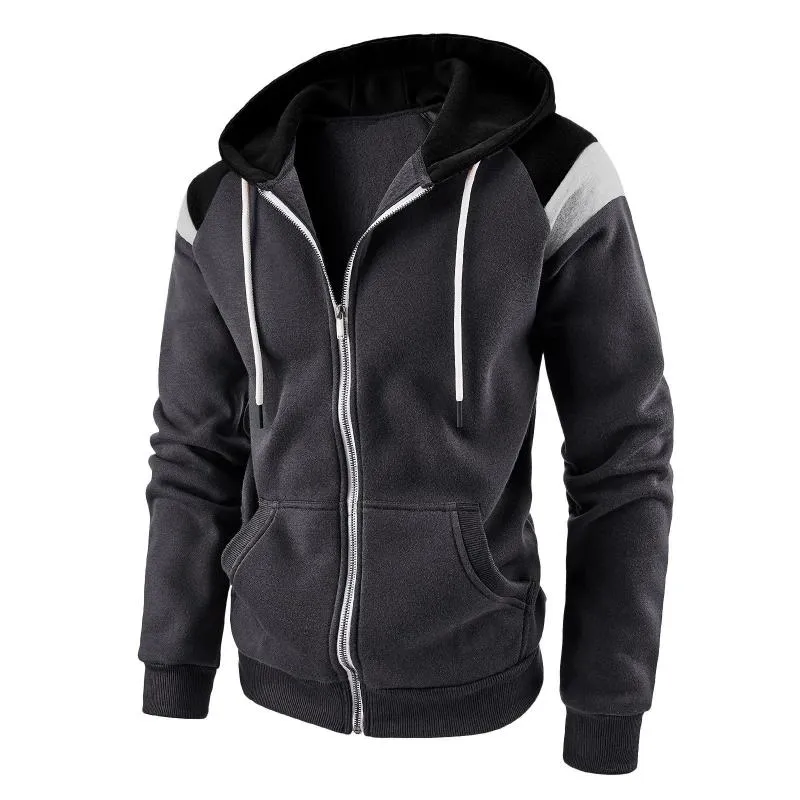 Men's Casual Color Block Hooded Long Sleeve Zippered Sport Jacket 58012589M sold by Manly product image thumbnail 5